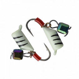 Мормышка вольфрамовая Condor Безмотылка Столбик с подвес. куб. хамелеон d 3,0 мм, вес 0,75 гр, фосфор с полосками 10 шт