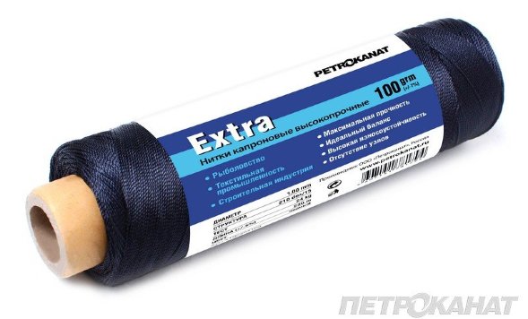 Нить капрон Петроканат Extra черная 100г 210den/72 2.20мм