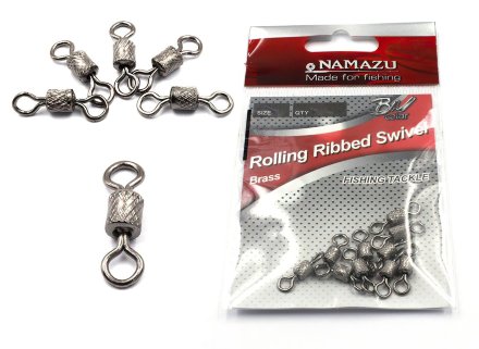 Вертлюг Namazu ROLLING RIBBED SWIVEL, латунь, цв. BN, р. 3/0, test-110 кг уп.5 шт